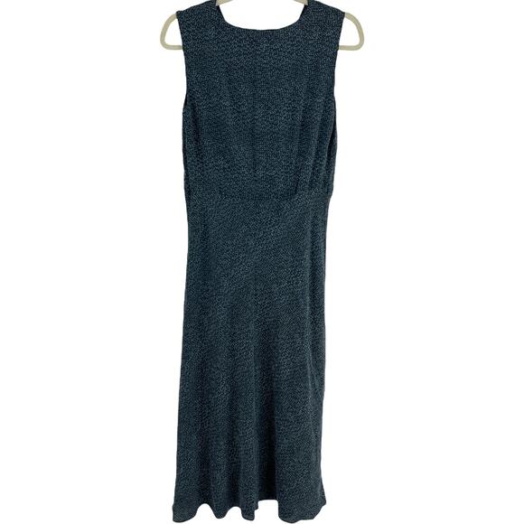 Casual Corner (8) VINTAGE 90s 100% SILK Black Green Sheath Midi Dress V Neck - Picture 5 of 11